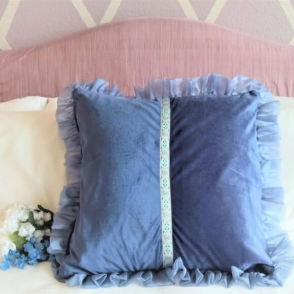 Blue Paisley Euro 22 x 22 Oversized Throw Pillow Handmade NEW - Picture 13 of 13